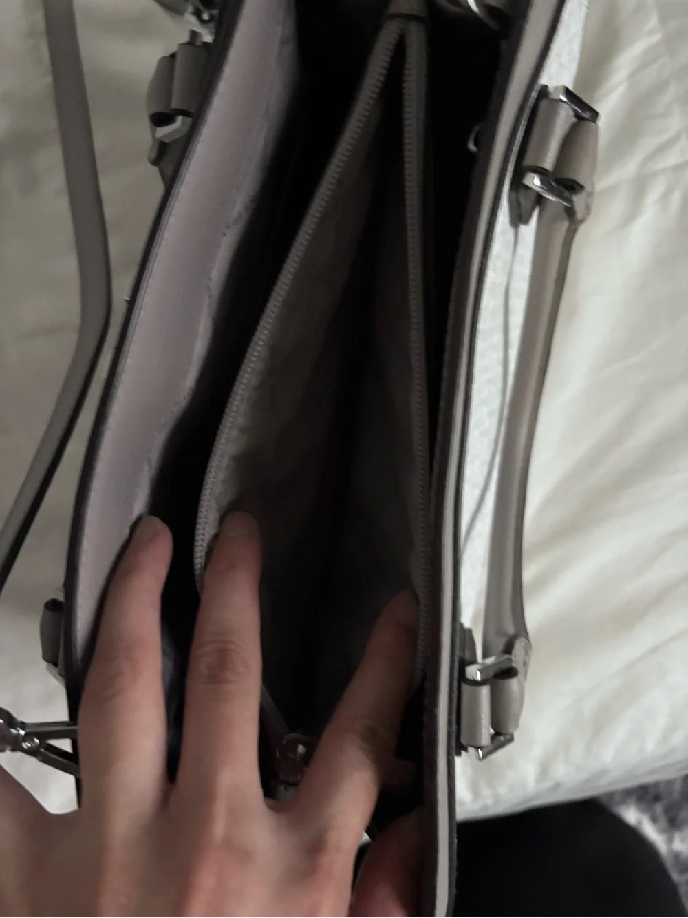 Michael Kors Gray and White Crossbody Satchel